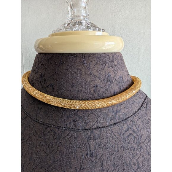 Swarovski Stardust Gold Crystal Mesh Choker Necklace With Magnetic Clasp - Picture 1 of 9